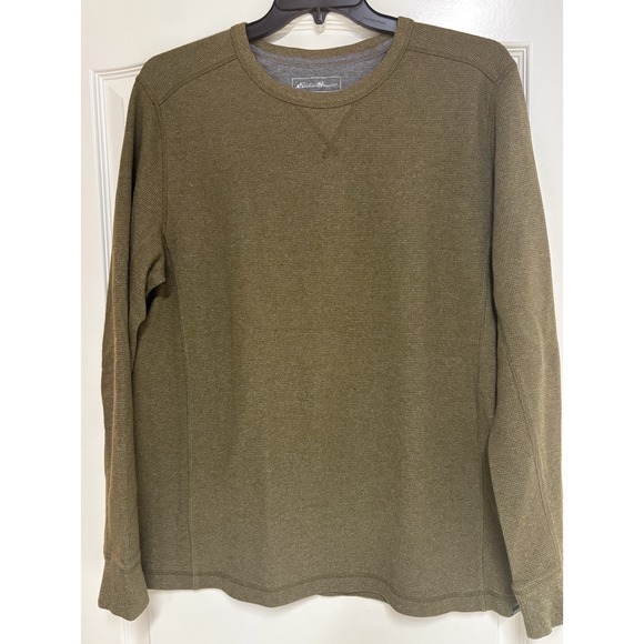 Eddie Bauer Sweater XL Men's Knit Crewneck Olive Green - Picture 3 of 13